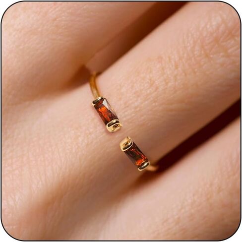 TLY Gold Birthstone Rings for Women Non Tarnish 14K Gold Plated Stackable Rings Dainty CZ Adjustable Gemstone Emerald Green Stacking Open Thumb Ring Wedding Promise Rings Birthday Jewelry Gifts in Kuwait