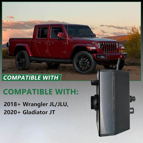 68364312AC Aluminium Alloy Front Engine Coolant Reservoir Tank Compatible with 2018+ Wrangler JL JLU & 2020+Gladiator JT 2.0&3.6L Model ,Coolant Expansion Metal Bottle Replace 68364312AA, 68388115AB in Saudi Arabia