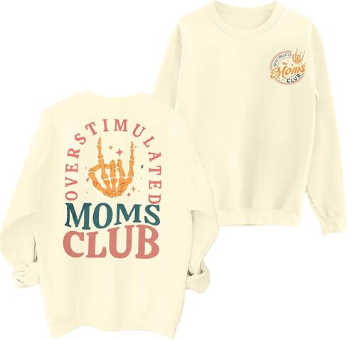 Myhalf مبالغ فيه Moms Club Club Sweatshirt للنساء: Slotshirts Mom Crewneck Mama قمصان كبيرة الحجم in Saudi Arabia