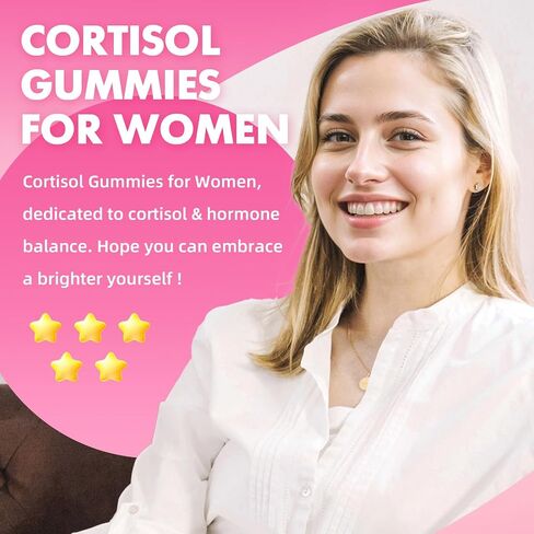 Cortisol Gummies for Women, Cortisol Supplements Gummies with Magnesium Ashwagandha Rhodiola Rosea and L-theanine Complex for Relaxation and Focus, Zzz Support, Raspberry Flavor, 60 Count in Saudi Arabia