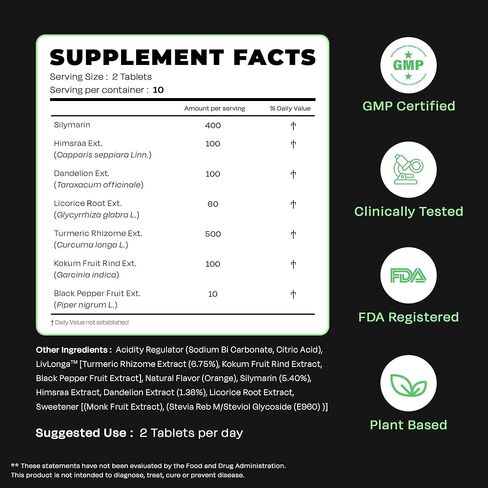 Auric Herbal Liver Support Supplement | Milk Thistle (Silymarin), Turmeric, Garlic, Ginger for Liver Health | Advanced Detox & Cleansing Formula for active Liver | 20 Tablets | Plant Based Gluten-Free in Kuwait