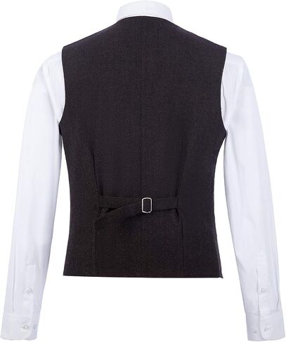 HBDesign Mens Vest Lapel Wool Herringbone Tweed Vests Slim Business Vests Custom Made Sleeveless in Saudi Arabia