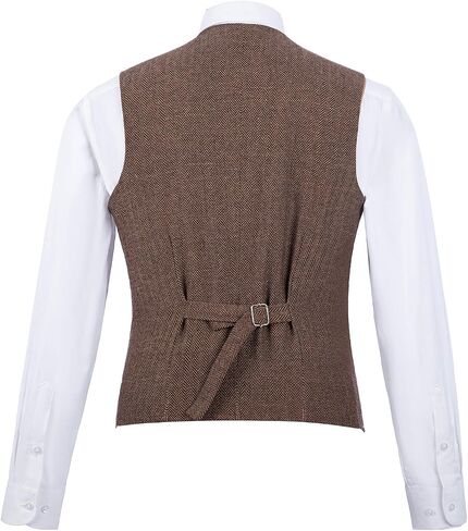 HBDesign Mens Vest Lapel Wool Herringbone Tweed Vests Slim Business Vests Custom Made Sleeveless in Saudi Arabia