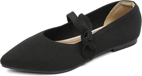 Women's Flats Mary Jane Ballet Knit Flats for Women Pointed Toe Comfortable with Bow Foldable Dressy Flats Slip On Casual Office Shoes in Kuwait
