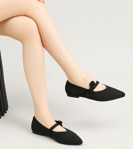 Women's Flats Mary Jane Ballet Knit Flats for Women Pointed Toe Comfortable with Bow Foldable Dressy Flats Slip On Casual Office Shoes in Kuwait