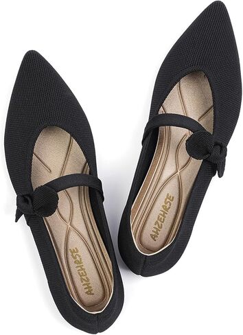 Women's Flats Mary Jane Ballet Knit Flats for Women Pointed Toe Comfortable with Bow Foldable Dressy Flats Slip On Casual Office Shoes in Kuwait
