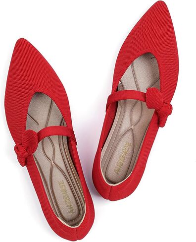 Women's Flats Mary Jane Ballet Knit Flats for Women Pointed Toe Comfortable with Bow Foldable Dressy Flats Slip On Casual Office Shoes in Kuwait