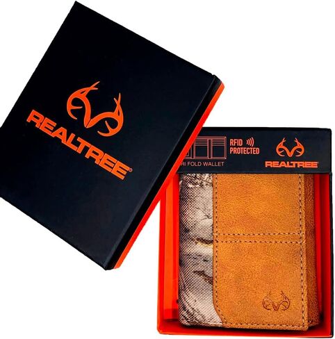 Realtree Camo Slim Holder Money Clip محافظ للرجال (حافة كامو محفظة تان الجلد Trifold) in Kuwait