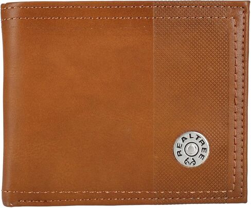 Realtree Camo Slim Card Holder Money Clip Wallets for Men (Edge Camo Burnished Tan Leather Trifold Wallet) in Saudi Arabia