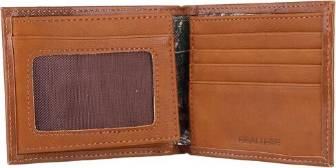Realtree Camo Slim Card Holder Money Clip Wallets for Men (Edge Camo Burnished Tan Leather Trifold Wallet) in Saudi Arabia