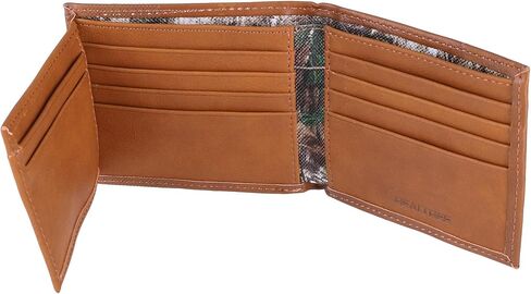 Realtree Camo Slim Card Holder Money Clip Wallets for Men (Edge Camo Burnished Tan Leather Trifold Wallet) in Saudi Arabia