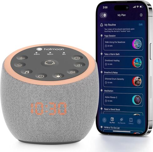 Hotmoon Cocoon Pro 2 Sound Machine 388 Soothing Sounds for Babies & Adults, Smart Night Light, Sleeping Timer, App Control, Plug-in, Home Office Yoga, Noise Gift, Breathing Exercises, Dark-Grey in Kuwait