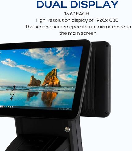 الكل في نقطة بيع واحدة M9W مع شاشة لمس مزدوجة مقاس 15.6 بوصة. نظام التشغيل Windows 10 ومعالج i3. Touch Pos مع طابعة حرارية مقاس 58 مم لإيصالات Wi-fi، وذاكرة الوصول العشوائي (RAM) سعة 4 جيجابايت، وذاكرة الوصول العشوائي (ROM) سعة 64 جيجابايت. (أسود) in Kuwait