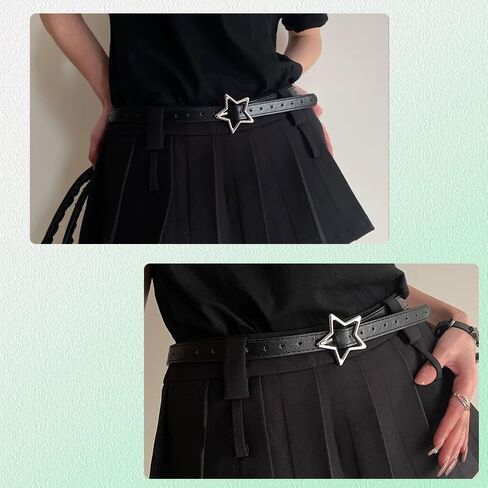 YALLNASL Retro Y2k Star Waist Belt for Girls Goth Punk Rock Belt for Jeans Dress Adjustable Faux Leather Belt Vintage in Kuwait