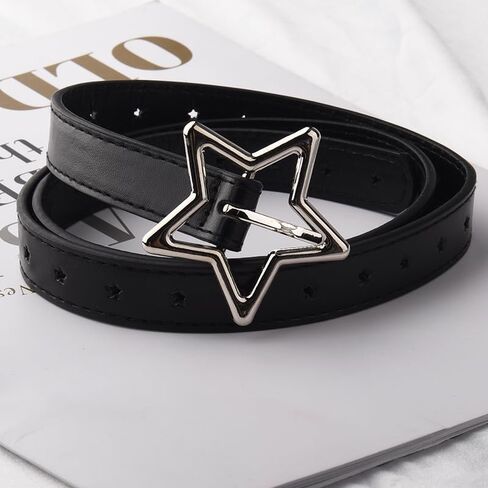 YALLNASL Retro Y2k Star Waist Belt for Girls Goth Punk Rock Belt for Jeans Dress Adjustable Faux Leather Belt Vintage in Kuwait