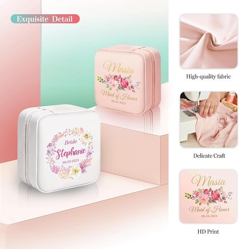 Caramel Sweet Life Jewelry Box | Personalized Jewelry Organizer | Mom Gifts | Small Travel Jewelry Case with Colorful Birth Flowers in Saudi Arabia
