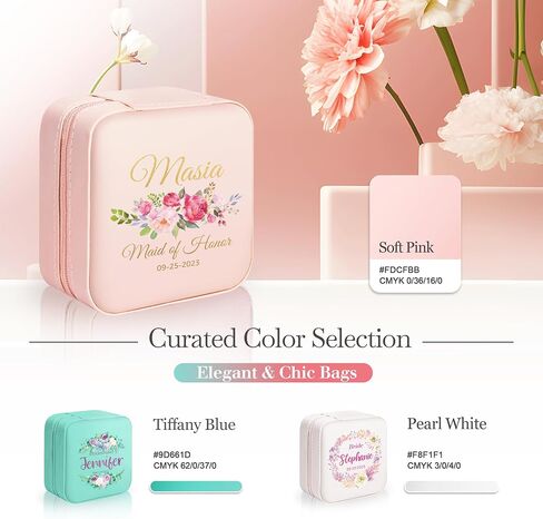 Caramel Sweet Life Jewelry Box | Personalized Jewelry Organizer | Mom Gifts | Small Travel Jewelry Case with Colorful Birth Flowers in Saudi Arabia