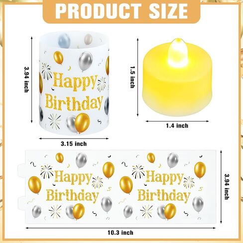 10 Pcs Happy Birthday Centerpieces for Tables Birthday Lantern Boxes with Tea Lights Candles Centerpieces for Table Ideas for Women Men Party Supplies(Black and Gold, Simple) in Saudi Arabia