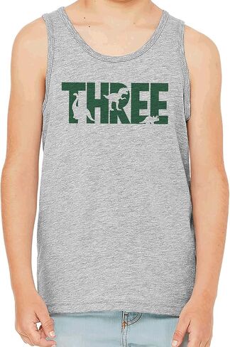 7 ate 9 apparel kids 3rd dino dinosaur shirt for boys 3 year boy bey gray tank top in Saudi Arabia
