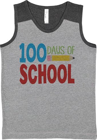 7 ate 9 Apparel Kids 100 Days of School Shirt Grey Contrast Tank Top in Saudi Arabia