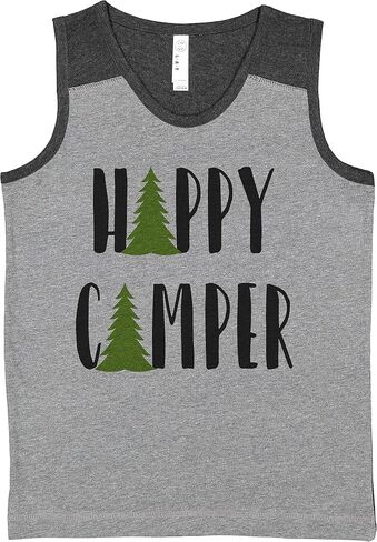 7 ate 9 Apparel Kids Happy Camper Camping Grey Contrast Tank Top in Saudi Arabia