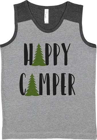 7 ate 9 Apparel Kids Happy Camper Camping Grey Contrast Tank Top in Saudi Arabia