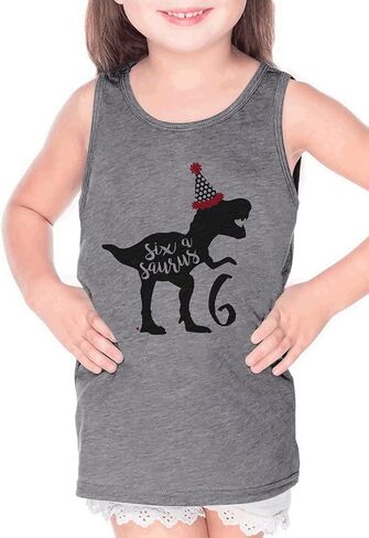 7 أكلت 9 أطفال أطفال Six Asaurus 6th Dinosaur Dinoo Shirt For Boys 6 Six Gray Tank Top in Saudi Arabia