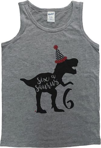 7 أكلت 9 أطفال أطفال Six Asaurus 6th Dinosaur Dinoo Shirt For Boys 6 Six Gray Tank Top in Saudi Arabia