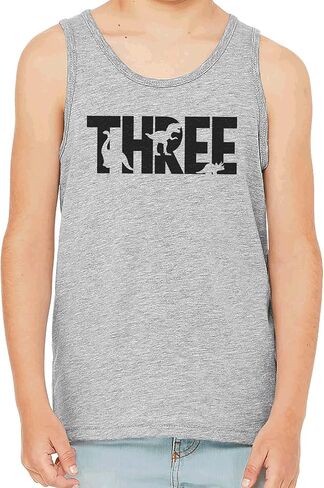 7 ate 9 apparel kids 3rd dinosaur dino shirt for boys 3 year boy gray tank top in Saudi Arabia