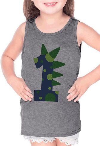7 ate 9 Apparel Kids 1st Dino Dinosaur Spike Birthday Shirt for Boys 1 Year Old Boy Birthday Shirt 1st Bday One Grey Tank Top 3T in Saudi Arabia