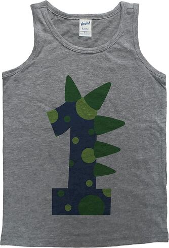 7 ate 9 Apparel Kids 1st Dino Dinosaur Spike Birthday Shirt for Boys 1 Year Old Boy Birthday Shirt 1st Bday One Grey Tank Top 3T in Saudi Arabia