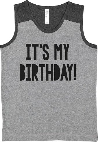 7 ate 9 Apparel Kids It's My Birthday Shirt for Boys Girls Grey Contrast Tank Top in Saudi Arabia