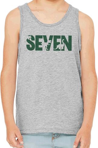 7 ate 9 Apparel Kids 7th Dino Dinosaur Birthday Shirt for Boys 7 7th Bday Seven Grey Tank Top in Saudi Arabia