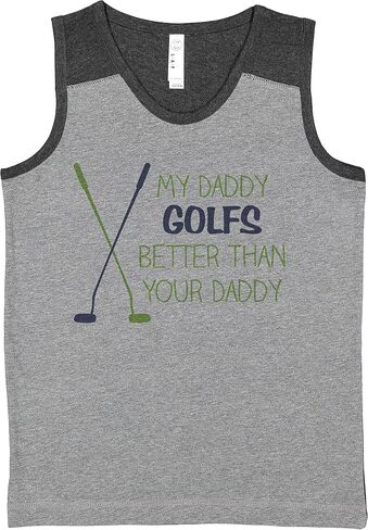7 ate 9 Apparel Kids Daddy Golfs Better Father's Day Grey Contrast Tank Top in Saudi Arabia