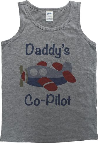 7 أكلت 9 ملابس أطفال Apparel Daddy's Co-Pilot Airplane Gray Tank Top in Saudi Arabia