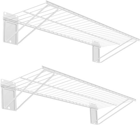 Wall Shelf 24'' x 11'' Garage Wall Mounted Storage Shelves, Heavy Duty Metal Wire Wall Shelving Storage Rack for Garage, Office, Basement, Max Load 90lb,Black, 2-Pack in Saudi Arabia