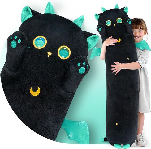 Long Cat Plush Body Pillow – Cute Pink Cat Plushies Soft Stuffed Animal, Extra-Long Cuddle Pillow, Gift for Kids & Girls 20" in Kuwait