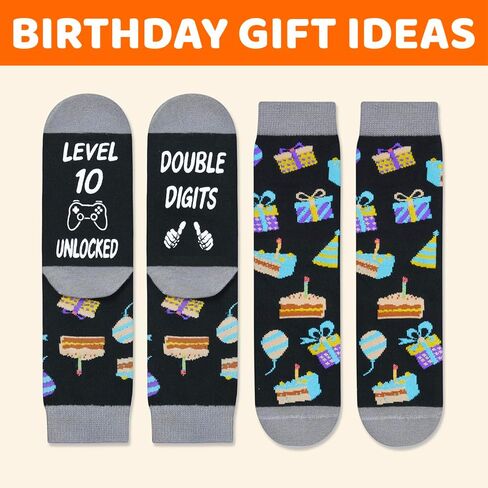 HAPPYPOP 10 Year Old Birthday Gifts Ideas for Boys - Socks for Tween Girls Age 10 in Gift Box, Presents for 10 Year Olds, Ten Year Old Gifts for Kids with Greeting Card in Saudi Arabia