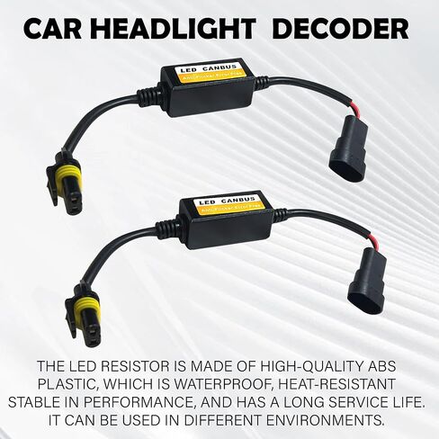 2PCS Car 9005/9006/9012 LED Headlight Canbus Decoder, Warning Error Fault Decoder to Fix Bulb Switch Problem, Universal Anti Flicker Canceller Capacitor Resistor Harness Adapter for Most Cars in Saudi Arabia