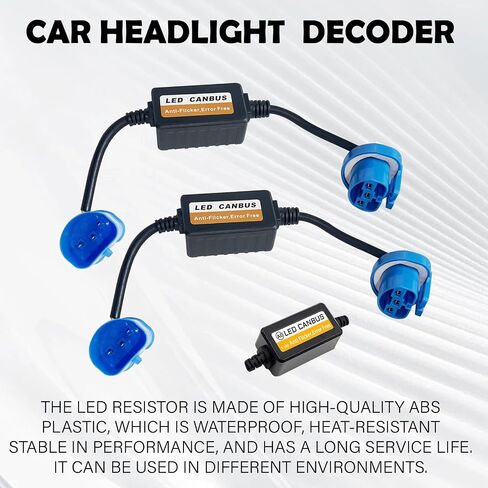 2PCS Car 9005/9006/9012 LED Headlight Canbus Decoder, Warning Error Fault Decoder to Fix Bulb Switch Problem, Universal Anti Flicker Canceller Capacitor Resistor Harness Adapter for Most Cars in Saudi Arabia