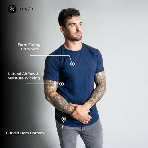 Ten10 Apparel Men's Men Premium Crew Neck Shirt Shirt ، تنحنح منحني ، مزيج Velura in Saudi Arabia