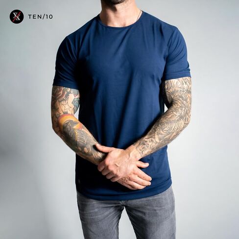 Ten10 Apparel Men's Men Premium Crew Neck Shirt Shirt ، تنحنح منحني ، مزيج Velura in Saudi Arabia