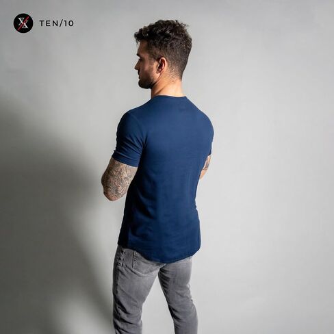 Ten10 Apparel Men's Men Premium Crew Neck Shirt Shirt ، تنحنح منحني ، مزيج Velura in Saudi Arabia