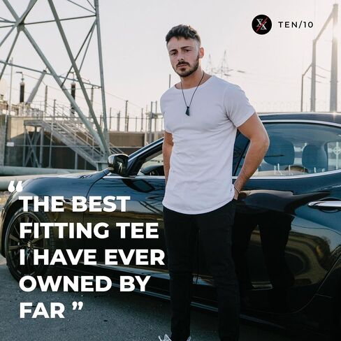 Ten10 Apparel Men's Men Premium Crew Neck Shirt Shirt ، تنحنح منحني ، مزيج Velura in Saudi Arabia