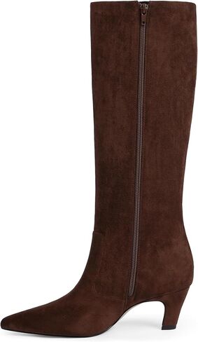 Knee High Boots for Women Pointed Toe Kitten Low Heel Tall Boots Faux Leather Fall Long Boots Side Zipper in Kuwait