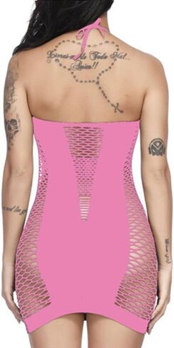 DITSONEO Womens Lingerie Fishnet Dress Mesh Chemise Babydoll Sexy See Through Nightwear Sleepwear for Women in Saudi Arabia