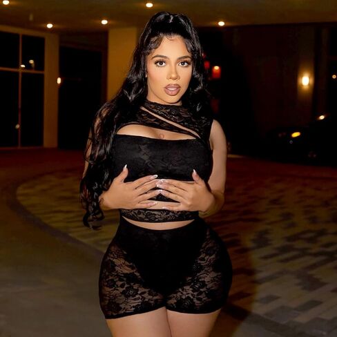 Women Sexy Lace Patchwork See Through Shorts Jumpsuits Hollow Out Sleeveless Bodycon Romper Club Outfits in Saudi Arabia