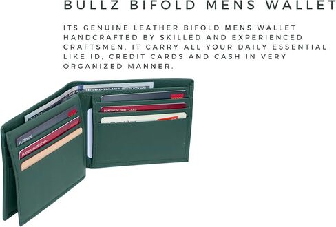 مميزة من الجلد bifold ائتمان crad-id billfold forest green mens wallet in Kuwait