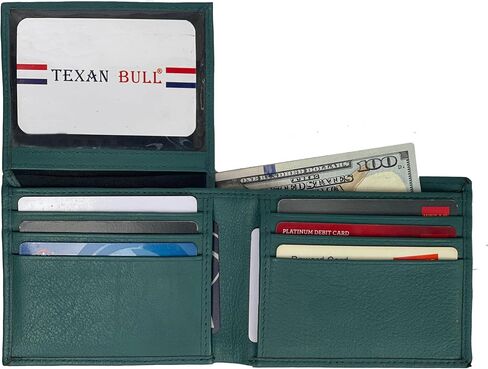 مميزة من الجلد bifold ائتمان crad-id billfold forest green mens wallet in Kuwait