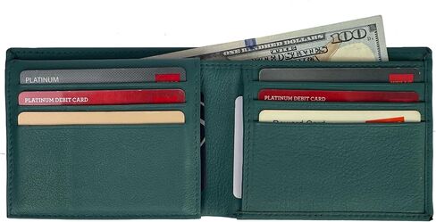 مميزة من الجلد bifold ائتمان crad-id billfold forest green mens wallet in Kuwait